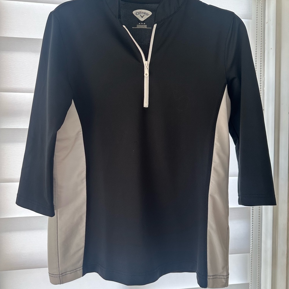Callaway Black Quarter-Zip Top with White Side Panels